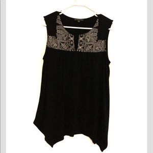 Adrianna Papell Black Blouse with white design